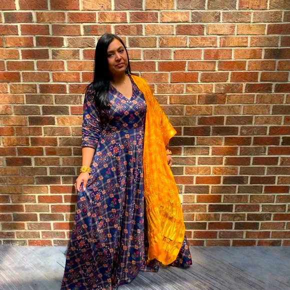 Patola Digital Print Custom Gown/ Anarkali | Indian Womens Size 10 (L/XL) - Picture 2 of 2